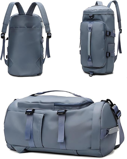 ZUEVI 3 In 1 Backpack Travel Duffle Bag for Men Women with Wet Pocket and Shoe Compartment Waterproof Gym Backpacks for Weekender Sports Training Yoga (Blue)