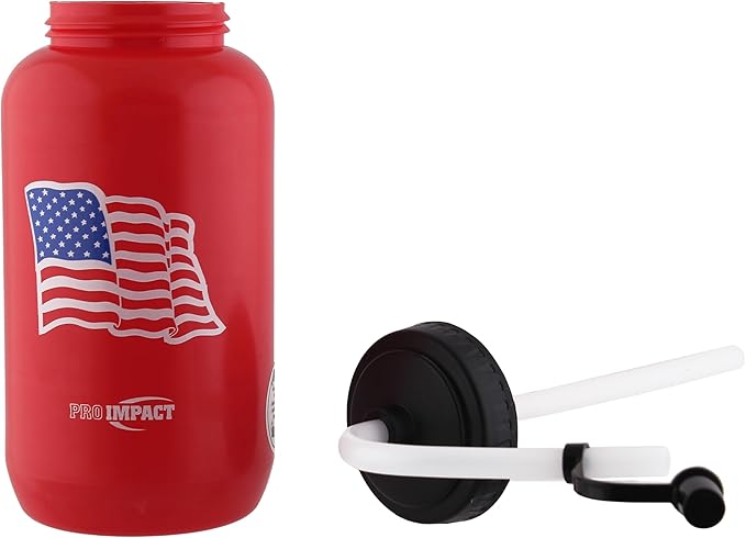 Pro Impact Squeezable Water Bottle Bendable Long Straw - LDPE BPA Free Plastic - Hydration for Baseball Hockey Gym MMA Yoga Boxing Cycling Softball Football Lacrosse (35.5 Oz.)