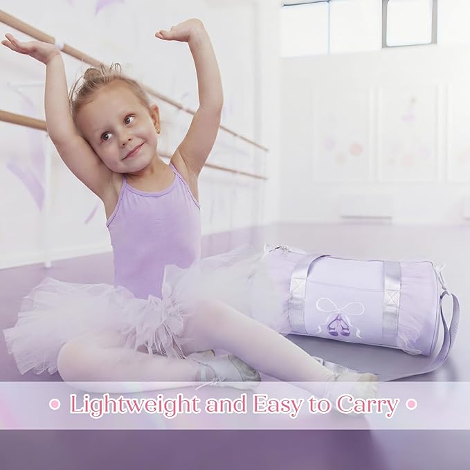 Dance Bag for girls, KUIRAN 8L Dance Duffel Bag with Separate Shoe Compartment Lightweight Water-resistant Sport Bag for Dance, Ballet, Gym, Travel - Purple