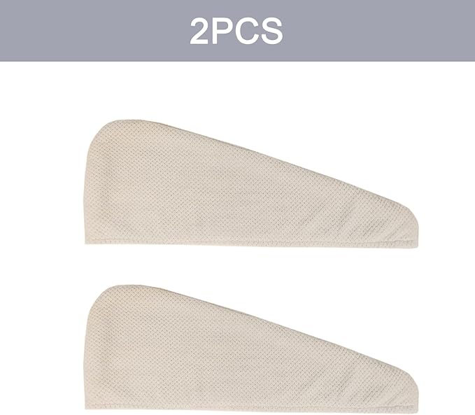2 Pack Large Microfiber Hair Towel Wrap, Quick Dry Hair Towels for Women Long, Curly, Thick Hair, Super Absorbent Hair Turban for Wet Hair, Khaki
