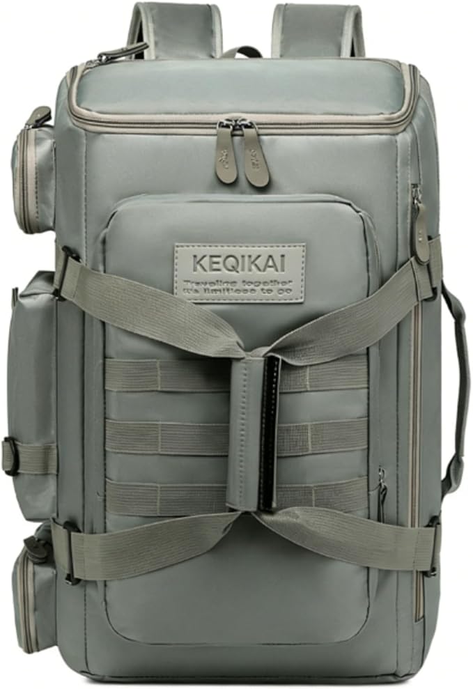 Large Travel Duffle Bags Backpack for Men Women, 50L Sports Gym Bag with Wet Pocket, Waterproof Carry On Backpack Weekender Overnight Backpack for Workout, Fitness, Outdoor, Business Dark Grey