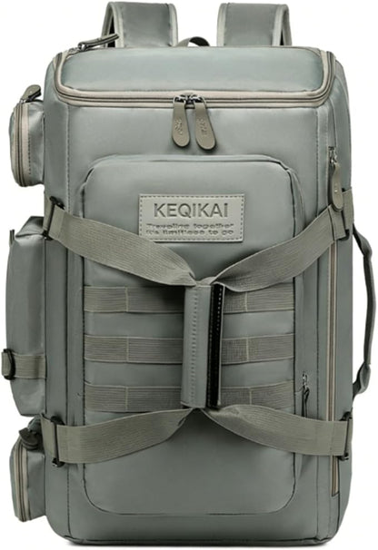 Large Travel Duffle Bags Backpack for Men Women, 50L Sports Gym Bag with Wet Pocket, Waterproof Carry On Backpack Weekender Overnight Backpack for Workout, Fitness, Outdoor, Business Dark Grey