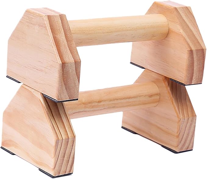 Solid Wood Push-Up Bracket and Handstand Bar Set for Muscle Training, Home Fitness Equipment Parallettes for Calisthenics and Strength Workouts