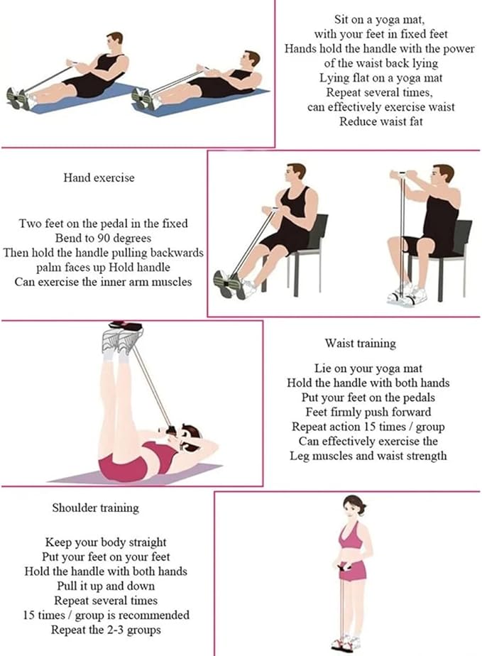 21 Fitness Resistance Bands-4 Tube Pedal Ankle Puller, 2025 New Elastic Yoga Pedal Puller Stretch Band for Exercise, AB Training Auxiliary Device Sit Up Exercise Equipment for Women Men