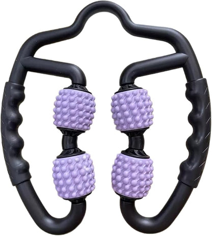 4 Wheels Foam Roller Muscle Massager for Leg Neck Hand Arm,Trigger Point Muscle Relax Massager Indoor Sports Yoga Bodybuilding Equipment (Purple)