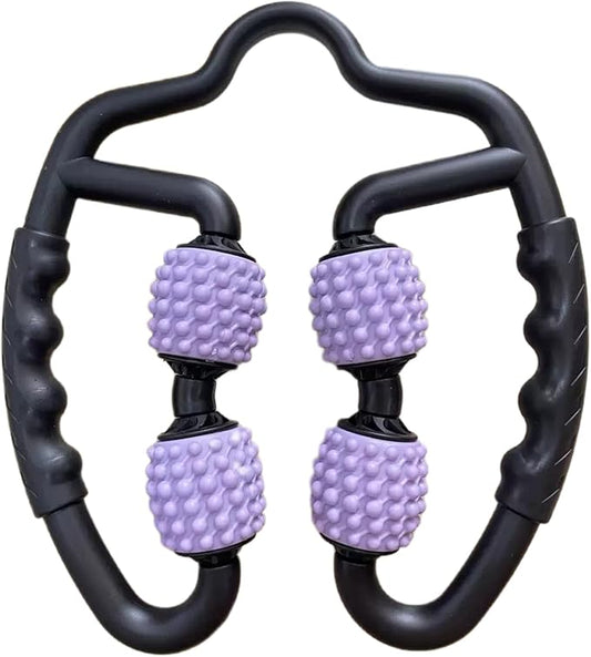 4 Wheels Foam Roller Muscle Massager for Leg Neck Hand Arm,Trigger Point Muscle Relax Massager Indoor Sports Yoga Bodybuilding Equipment (Purple)
