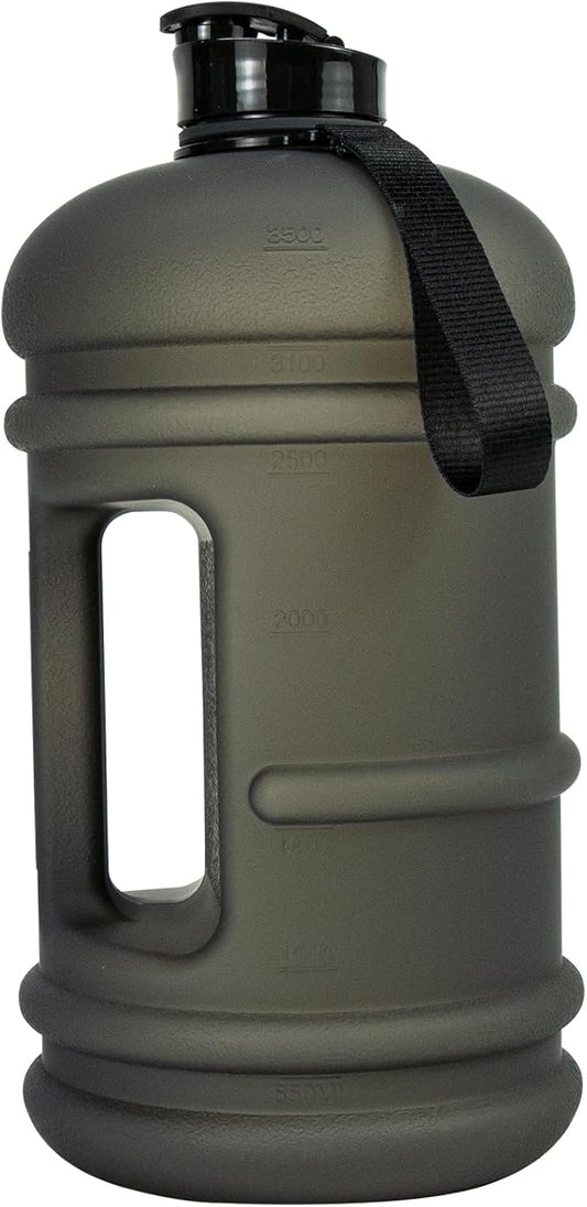 TOOFEEL 1 Gallon Water Bottle - 128 oz With Flip Lid, Measurements Marked, Leak Proof BPA Free Jug for Gym, Sports - Matte Black