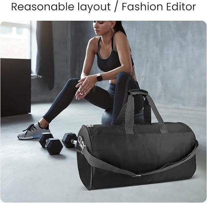 C&F BOGMOST Small Gym Bag for Women & Men,Small Lightweight Duffel Bag Carry On Bags Mini Duffel Travel Bag Waterproof Sports Bags for Workout/Sport/Travel, Black,Medium