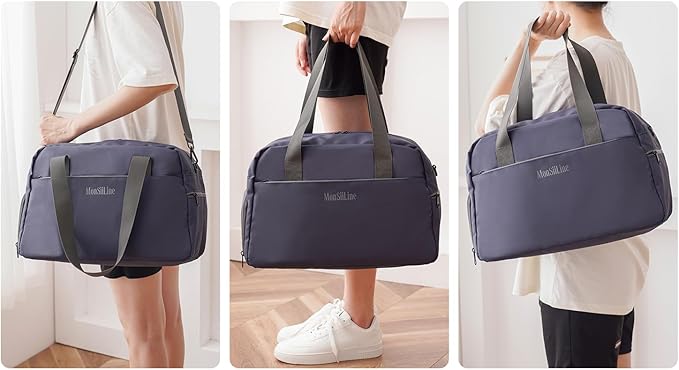 Gym Bag for Women Men with Shoe Compartment, Waterproof Small Duffle Bag for Travel, Sports, Weekend Lightweight Carry On Tote Bag (Blue)