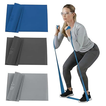 THERABAND Resistance Bands Set, Advanced Kit, Blue, Black, Silver, Latex Elastic Bands for Exercise & Physical Therapy, Strength Training Bands for Upper & Lower Body Fitness