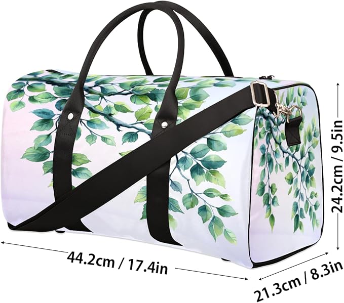 Travel Duffel Bag Flowers Leaves Butterfly Sport Tote Gym Bag Waterproof Foldable Carryon Weekend Overnight Training Handbag Sports Duffle Bags for Women Men Boys Girls