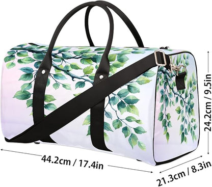 Travel Duffel Bag Flowers Leaves Butterfly Sport Tote Gym Bag Waterproof Foldable Carryon Weekend Overnight Training Handbag Sports Duffle Bags for Women Men Boys Girls