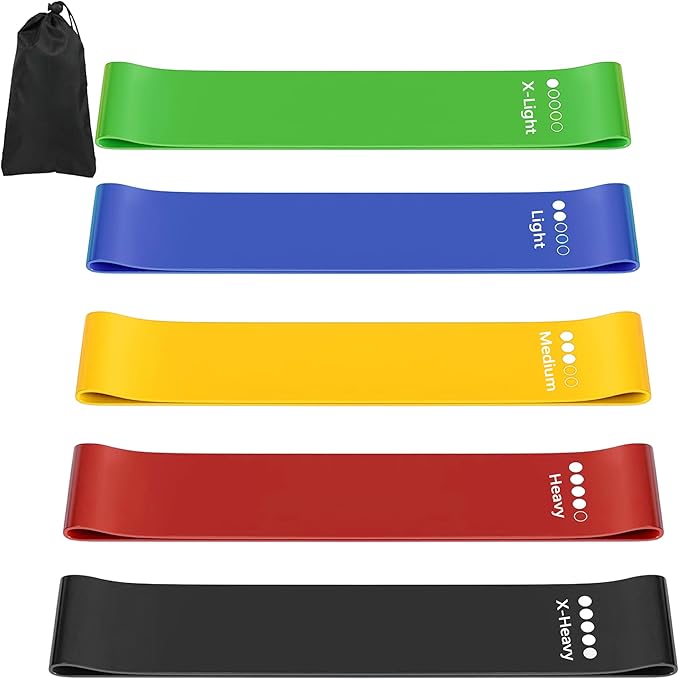 Resistance Bands for Working Out, Latex Exercise Bands Set of 5, Elastic Bands for Exercise with Workout Guide and Carry Bag, Fitness Bands for Strength Training, Yoga, Pilates, Home Workout