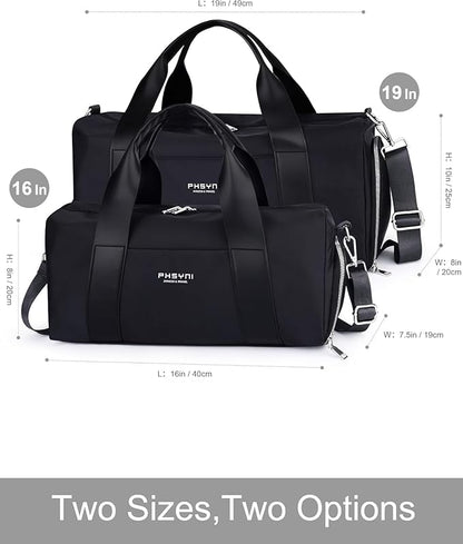 Sports Small Gym Bag for Women & Girls and Kids, Cute Mini Duffle Bag with Wet Pocket & Shoes Compartment, Personal Item Travel Workout Bag, 16"-Small, Black
