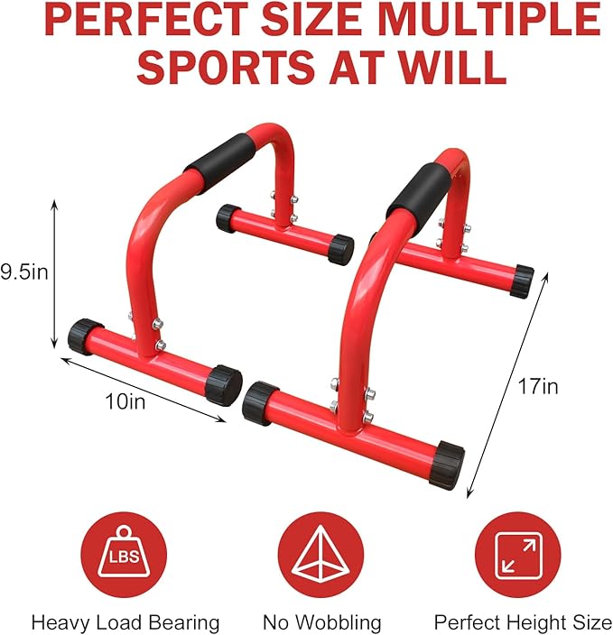 Push Up Bar, Parallettes Bars, No Wobbling Calisthenics Equipment for Handstand, L-Sit, Gymnastics, Calisthenics, Strength Training Parallel Bars for Men and Women