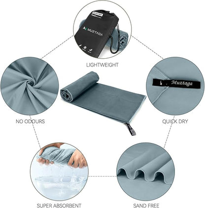 Microfiber Towel for Gym, Workout, Sweat Towel – Quick Dry, Ultra Compact, Lightweight & Super Absorbent(Grey,40x20 in)