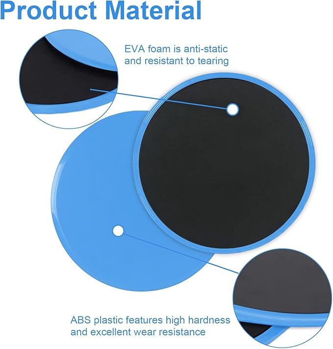 2-Pack Exercise Sliders & Fitness Discs – Dual-Sided Exercise Gliding Discs for Core Workouts & Pilates. Use on Carpet or Hardwood Floors. Light, Portable, Perfect for Abdominal, Core Training for Women and Men.