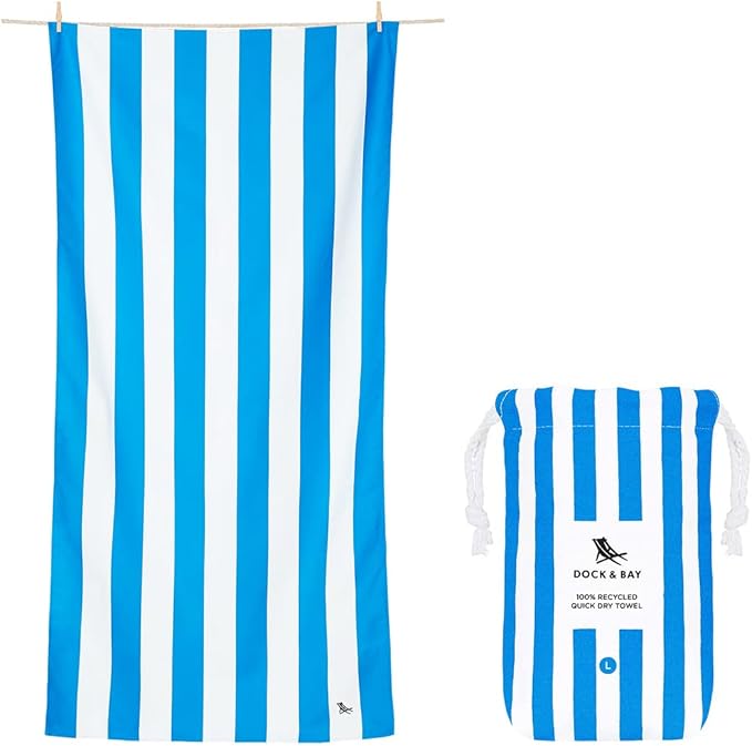 Dock & Bay Quick Drying Towel - for Sports & Gym - Compact, Lightweight - 100% Recycled - Includes Bag - Cabana - Set of 6, Large (160x90cm, 63x35)
