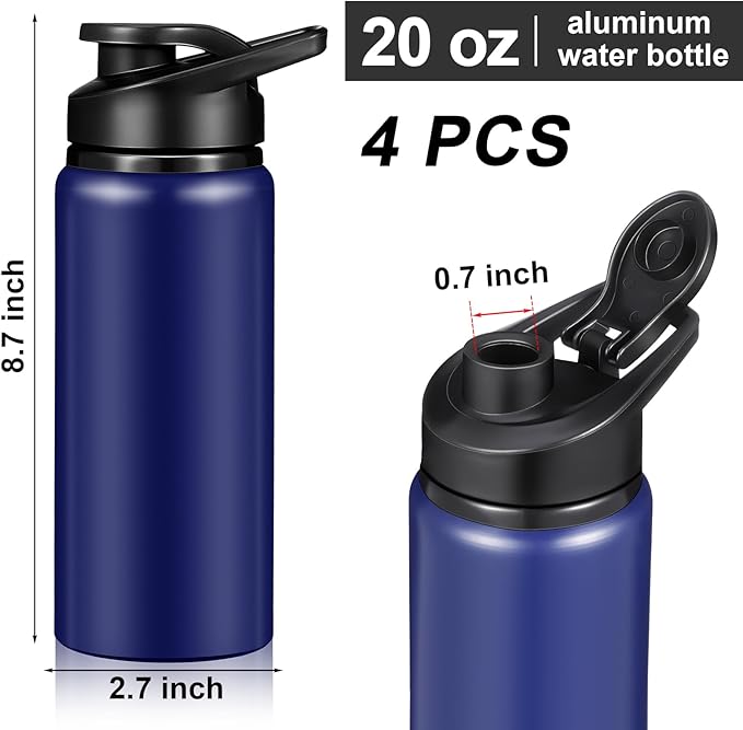 CHENGU Water Bottle Bulk 20 oz Aluminum Reusable Bottles Lightweight Snap Lid Water Cups Easy Carry Leak Proof Travel Tumbler for Gym Sports Camping Hiking Fishing