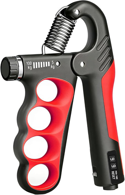 Hand Gripper Strengthener, 11-220LBs Adjustable Resistance Grip Strength Trainer with Counter, Forearm Exerciser for Injury Recovery and Muscle Building