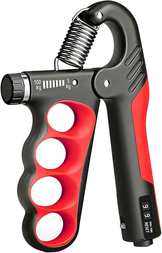 Hand Gripper Strengthener, 11-220LBs Adjustable Resistance Grip Strength Trainer with Counter, Forearm Exerciser for Injury Recovery and Muscle Building
