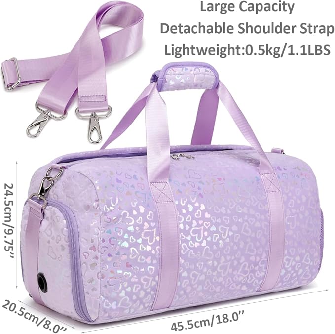 Duffel Bag for Girls Fluffy Ballet Dance Bag for GirlsSports Gym Bag Water Resistant Travel Duffle Bags with Shoes Compartment