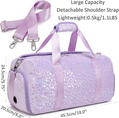 Duffel Bag for Girls Fluffy Ballet Dance Bag for GirlsSports Gym Bag Water Resistant Travel Duffle Bags with Shoes Compartment