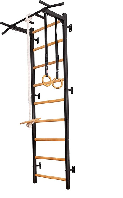 Wooden Swedish Ladder Wall Stall Bar - Indoor Chin Up Bar Workout Equipment for Home Exercise, Physical Therapy, Gymnastics, Fitness