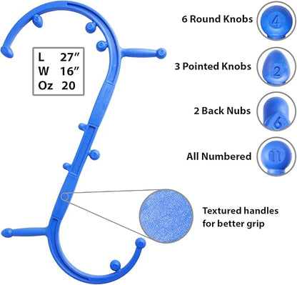 Body Back Buddy Elite Trigger Point Massage Tool, Neck and Back Massager Handheld, Manual Self Massager, Massage Cane, Muscle Knot Remover with Instructions, 2-Pack Bundle (Blue)