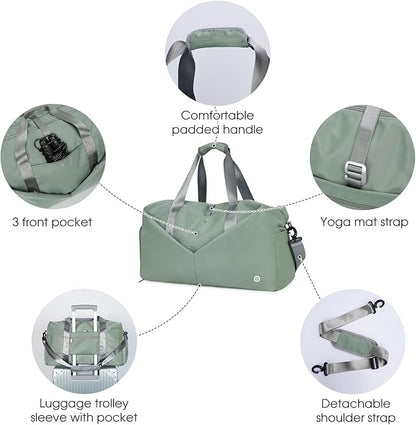 Ceneda 20" Gym Bag for Women with Wet Pocket & Shoe Compartment, Lightweight Duffel Waterproof Carry On Duffle for Travel, Yoga, Overnight (Dark Grey)