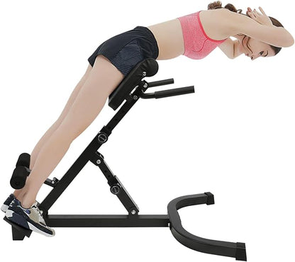 Foldable Roman Chair Back Extension Machine, 5-Position Adjustable Hyperextension Bench for Home Gym, Sit up Fitness Equipment for Core Strength Glutes Workout, 330 lbs Capacity Upgraded Black