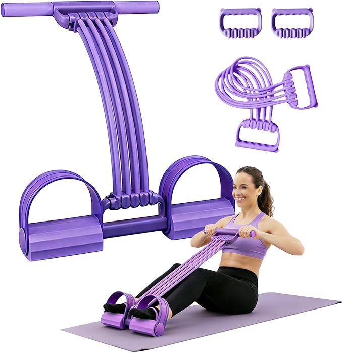 3 in 1 Pedal Resistance Bands with Handles, 2026 New 8 Tube Foot Pedal Resistance Band, Multifunction Pedal Resistance Device for Home Workout, Tension Rope for Exercise Women Men