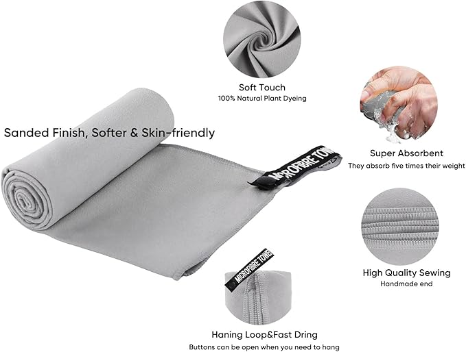 Wuwahlod Microfiber Quick-Dry Gym Towel – Ultra Absorbent, Odor-Free, Lightweight & Compact for Sports, Travel, and Fitness（16x32 inches）
