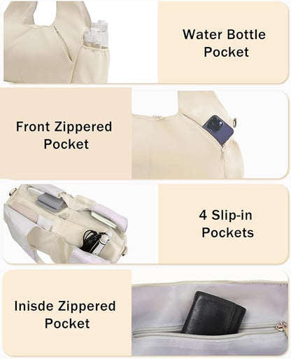 Gym Bag for Women with Shoe Compartment Yoga Mat Bag with Wet Pocket and Water Bottle Holder Weekender Bag with Strap