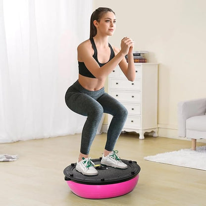 Half Exercise Ball Trainer 23 inch Balance Ball Trainer 1500lbs Capacity Stability Ball with Resistance Bands & Foot Pump, Strength Fitness Ball for Home Gym Full Body Workout