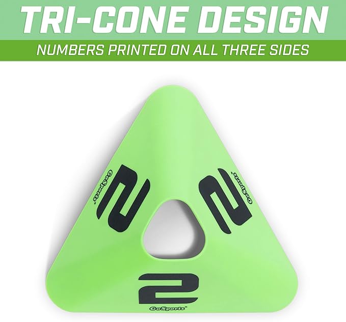 GoSports Modern Sports Cones - 12 Pack with Numbered Cones - Great for Soccer, Basketball, Football and More