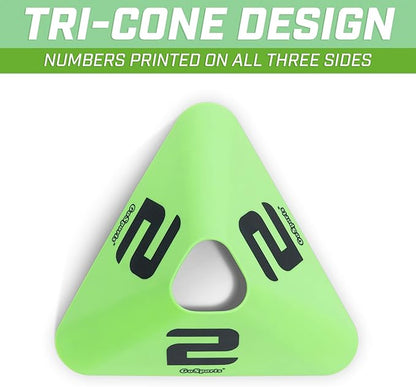 GoSports Modern Sports Cones - 12 Pack with Numbered Cones - Great for Soccer, Basketball, Football and More