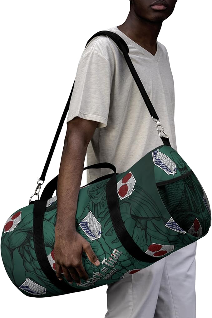 Anime Gym Bag for Women Men - Large Capacity Waterproof Workout Fitness Travel Sports Bags Fashion Street Camping ExpandaCLe Carry On Duffle Bag For Couple (Green Ttan) PTY