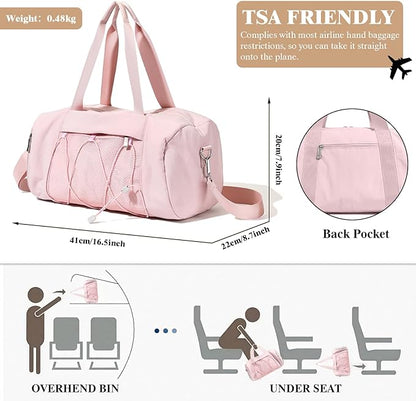 Small Gym Bag for Women, Travel Duffle Bag Carry On Weekender Bag with Shoe Compartment Overnight Gym Tote Personal Item Bag for Men