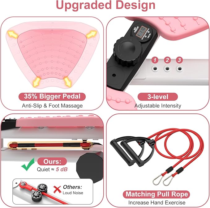 Waist Twister Machine Exercise, Ab Machine Adjustable Waist Twisting Fitness Tool，Noiseless Ab Twister Board for Women Men，Anti-Slip Home Gym Workout Equipment 300 lbs Weight Capacity