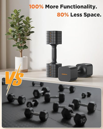 FEIERDUN 5-in-1 Adjustable Dumbbell Set of 2, 12LBS/20LBS Hand Weights for Women, Men, 1s-Adjust Dual-Stable Dumbbell Set for Women Home Gym & Outdoor