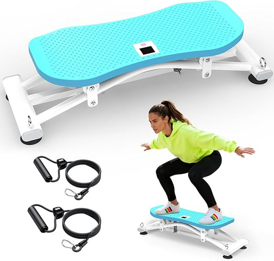 KINMAC Indoor Ski Simulator with Resistance Bands - Balance Board Home Gym Sliding Machine for Full-Body Cardio, Non-Slip Base, Core & Leg Workout Trainer