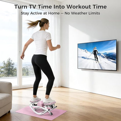 Rock Stepper Side to Side Low Impact Stair Stepper,Quiet Steppers for Exercise at Home with Resistance Bands & Non-Slip Mat – Exercise Step Balance Board Workout Equipment for Apartment & Living Room