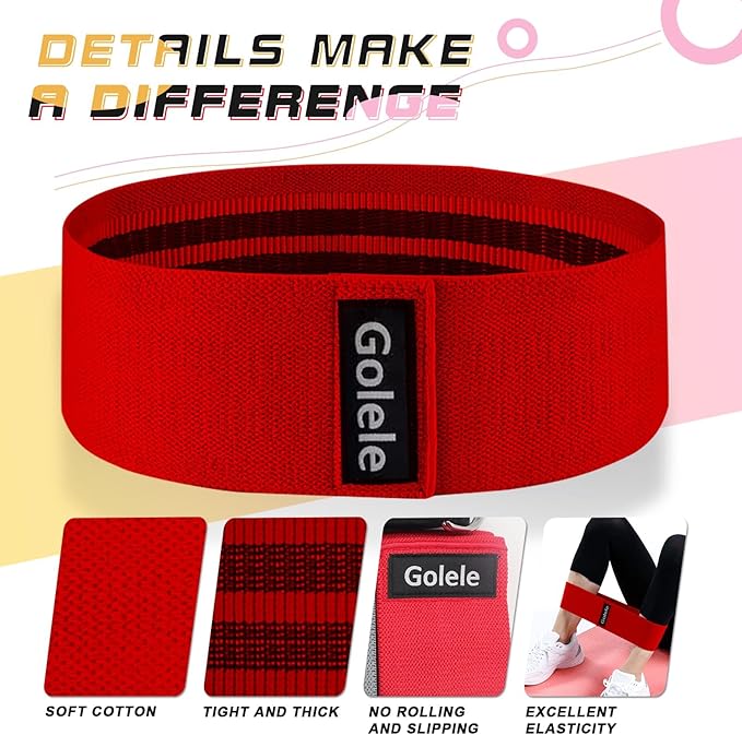 Resistance Bands for Working Out 3 Booty Bands- Light Medium Heavy Fabric Exercise Bands for Home Gym, Full Body Workouts, Legs, Hip, Glutes, Arms, Yoga, Latex Fitness Bands for Women and Men
