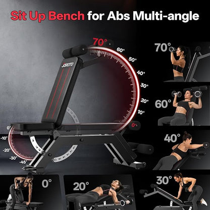JOROTO Adjustable Sit-Up Weight Bench, 1500 lb Capacity Decline Ab Workout Bench, Heavy-Duty Flat/Incline Bench for Home Gym Strength Training