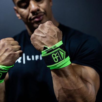 Heavy Duty Premium Wrist Wraps, More Elasticity, Reinforced Stitching, Extra Wide Strap, Strong Thumb Loop, Larry Wheels Weightlifting Wraps