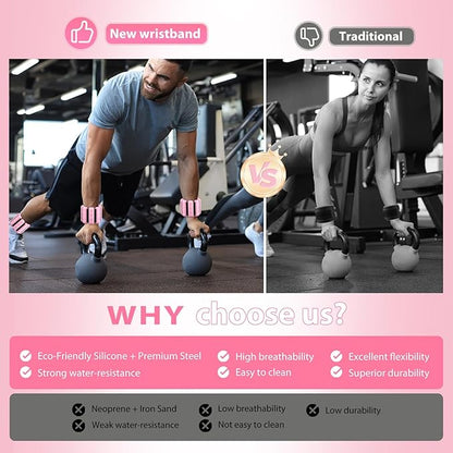 Pilates Wrist and Ankle Weights for Women - Adjustable Weighted Bangles for Men, 2 lbs Weighted Arm Bands Foot Leg Weights for Walking, Yoga, Training, Exercise, Running, Set of 2 (1LB Each)