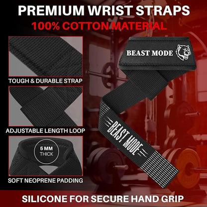 TECEUM Lifting Straps for Weightlifting Gym Strength Training - Wrist Straps with Neoprene Padded Cotton - Men & Women – Ideal for Powerlifting, Bodybuilding & Deadlifts