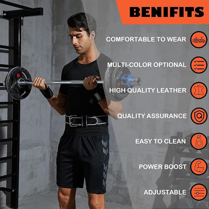 Weight Lifting Belt 4 inch Leather Belt Foam Padded Back Support Gym Belt for Bodybuilding Squat Deadlift Weightlifting Belt Women Free Wrist Wrap