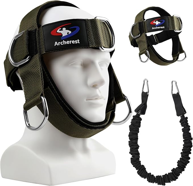 Fitness Neck Head Harness Trainer, Adjustable Chin Strap and Head Harness Strength, Neoprene Neck Exerciser for Weight Lifting, Home and Gym Use